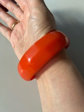 Bakelite bracelet. Timeless Geometric Design. Thick Tangerine Bakelite Tested!